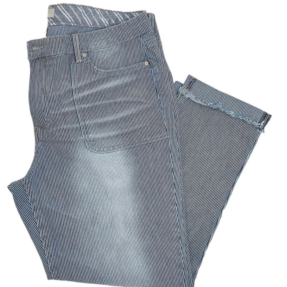 Vintage America Cropped Striped Jeans - Size 14